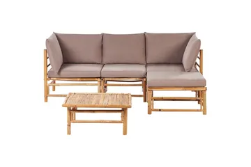 Hörnsoffa Beliani Cerreto Beige/ljust trä, 4-Sits Beige||Light wood - Havemøbler - Loungemøbler - Sofagrupper udendørs