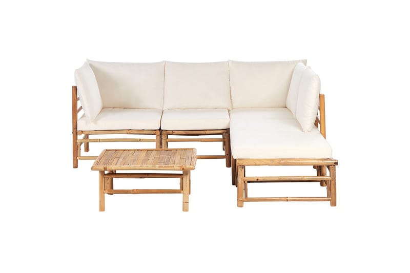 Hörnsoffa Beliani Cerreto Beige/ljust trä, 5-Sits White||Light wood, undefined