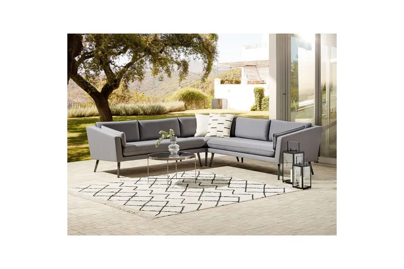 Hörnsoffa Beliani Loretello Beige/grå Grey - Havemøbler - Havesofaer & bænke - Havesofaer