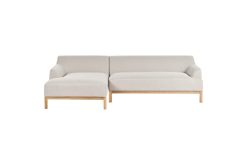 Hörnsoffa Beliani Sosjo Beige, ljust trä, Högervänd Beige||Light colored wood Left-faced - Møbler - Sofaer - Hjørnesofa - Hjørnesofa med chaiselong