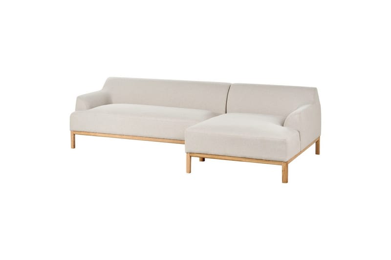 Hörnsoffa Beliani Sosjo Beige, ljust trä, Högervänd Beige||Light colored wood Right-faced - Møbler - Sofaer - Hjørnesofa - Hjørnesofa med chaiselong