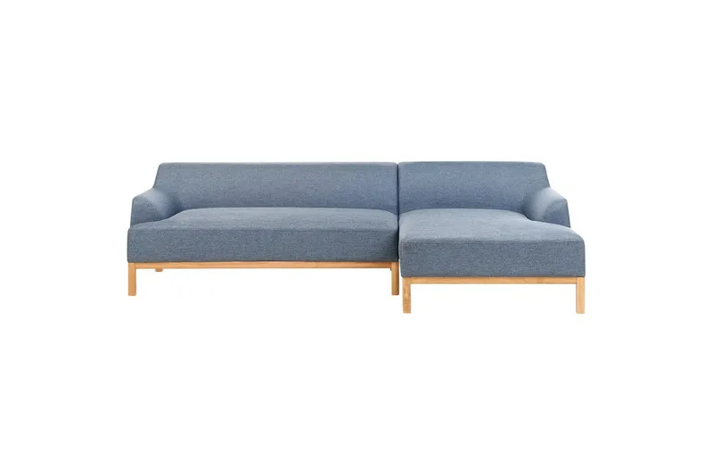 Hörnsoffa Beliani Sosjo Beige, ljust trä, Högervänd blue||Light colored wood Right-faced - Møbler - Sofaer - Hjørnesofa - Hjørnesofa med chaiselong