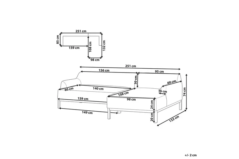 Hörnsoffa Beliani Sosjo Beige, ljust trä, Högervänd blue||Light colored wood Right-faced - Møbler - Sofaer - Hjørnesofa - Hjørnesofa med chaiselong