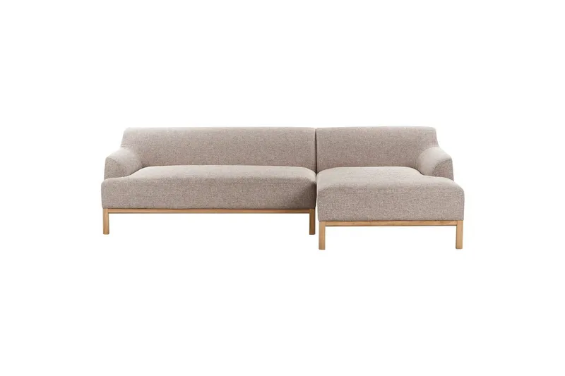 Hörnsoffa Beliani Sosjo Beige, ljust trä, Högervänd Brown||Light colored wood Right-faced - Møbler - Sofaer - Hjørnesofa - Hjørnesofa med chaiselong
