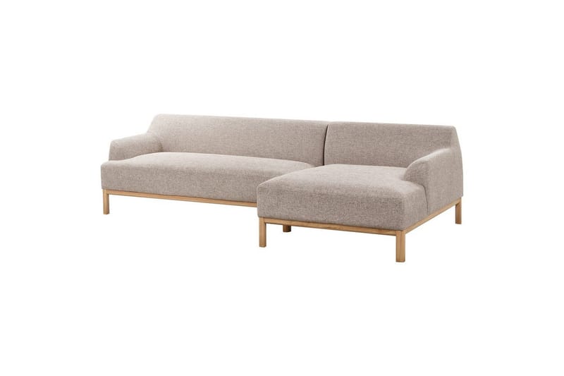 Hörnsoffa Beliani Sosjo Beige, ljust trä, Högervänd Brown||Light colored wood Right-faced - Møbler - Sofaer - Hjørnesofa - Hjørnesofa med chaiselong