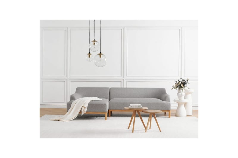 Hörnsoffa Beliani Sosjo Beige, ljust trä, Högervänd Grey||Light colored wood Left-faced - Møbler - Sofaer - Hjørnesofa - Hjørnesofa med chaiselong