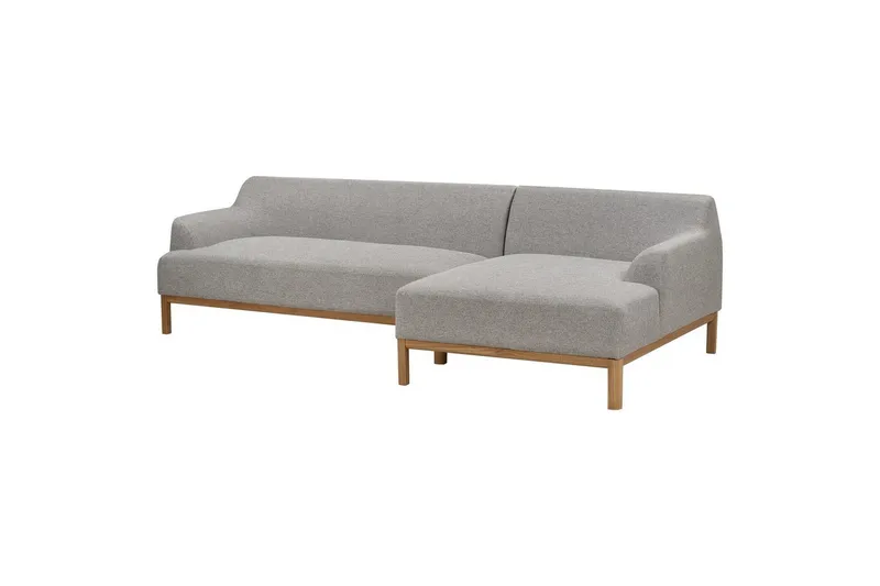 Hörnsoffa Beliani Sosjo Beige, ljust trä, Högervänd Grey||Light colored wood Right-faced - Møbler - Sofaer - Hjørnesofa - Hjørnesofa med chaiselong