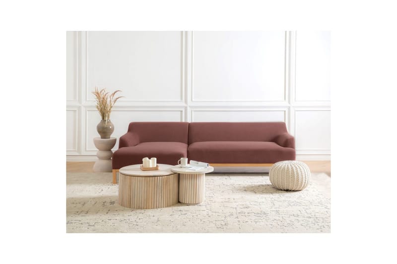 Hörnsoffa Beliani Sosjo Beige, ljust trä, Högervänd Red||Light colored wood Left-faced - Møbler - Sofaer - Hjørnesofa - Hjørnesofa med chaiselong