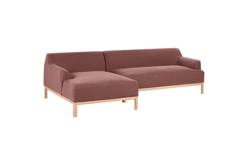 Hörnsoffa Beliani Sosjo Beige, ljust trä, Högervänd Red||Light colored wood Left-faced - Møbler - Sofaer - Hjørnesofa - Hjørnesofa med chaiselong