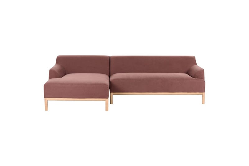 Hörnsoffa Beliani Sosjo Beige, ljust trä, Högervänd Red||Light colored wood Left-faced - Møbler - Sofaer - Hjørnesofa - Hjørnesofa med chaiselong