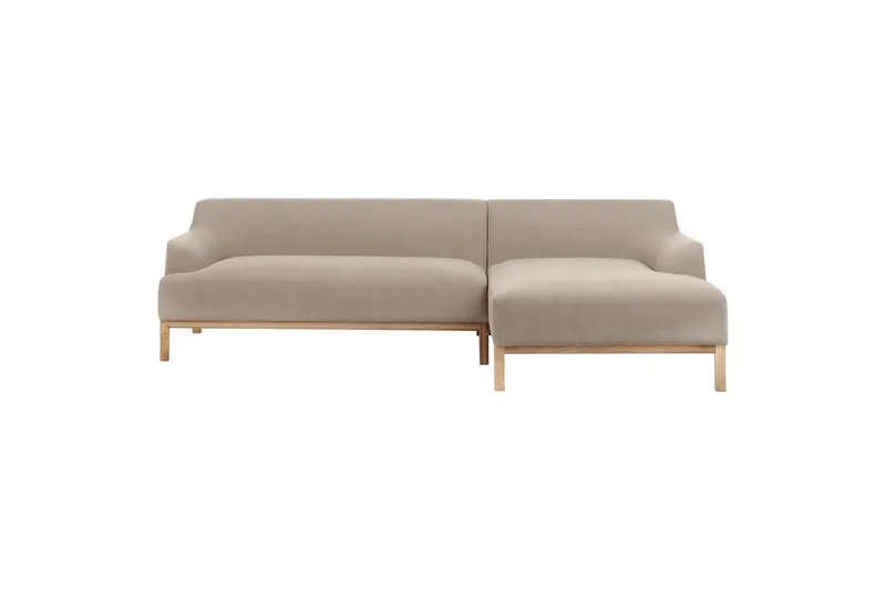 Hörnsoffa Beliani Sosjo Beige, ljust trä, Högervänd Taupe Right-faced - Møbler - Sofaer - Hjørnesofa - Hjørnesofa med chaiselong