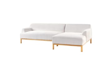 Hörnsoffa Beliani Sosjo Beige, ljust trä, Högervänd White||Light colored wood Right-faced - Møbler - Sofaer - Sofa med chaiselong