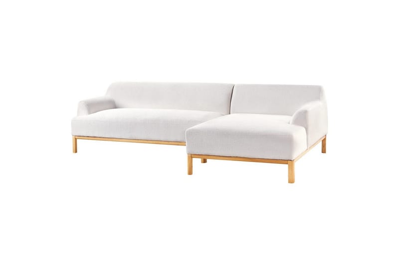 Hörnsoffa Beliani Sosjo Beige, ljust trä, Högervänd White||Light colored wood Right-faced - Møbler - Sofaer - Hjørnesofa - Hjørnesofa med chaiselong