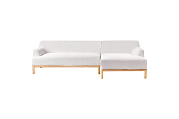 Hörnsoffa Beliani Sosjo Beige, ljust trä, Högervänd White||Light colored wood Right-faced - Møbler - Sofaer - Sofa med chaiselong