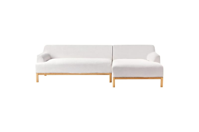 Hörnsoffa Beliani Sosjo Beige, ljust trä, Högervänd White||Light colored wood Right-faced - Møbler - Sofaer - Hjørnesofa - Hjørnesofa med chaiselong