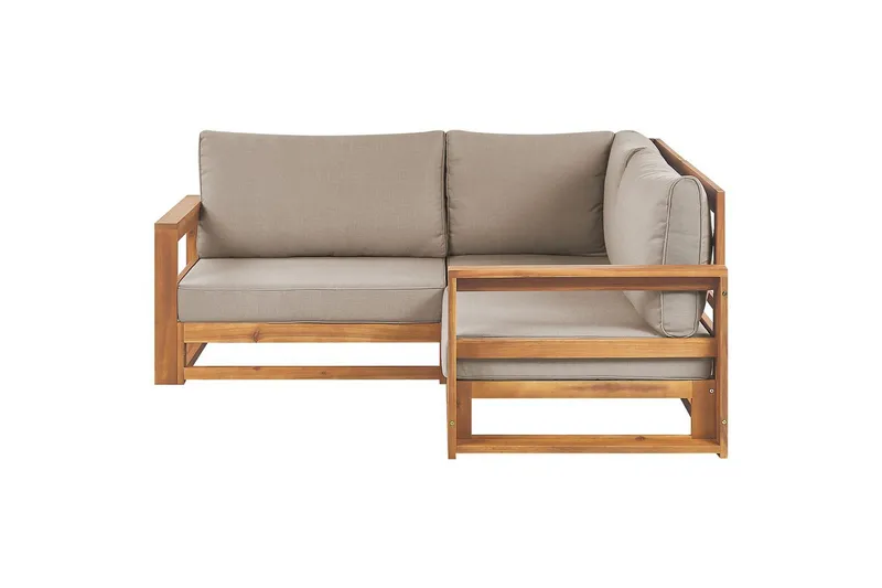 Hörnsoffa Beliani Timor Ljus trä/grått/beige, Ja Light wood||Grey||Beige, undefined