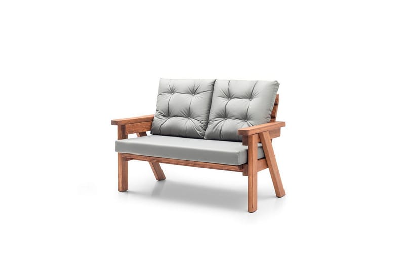 Have 2-personers Sofa Zaron Grå / Valnød - Grå / Valnød - Havemøbler - Havesofaer & bænke - Havesofaer