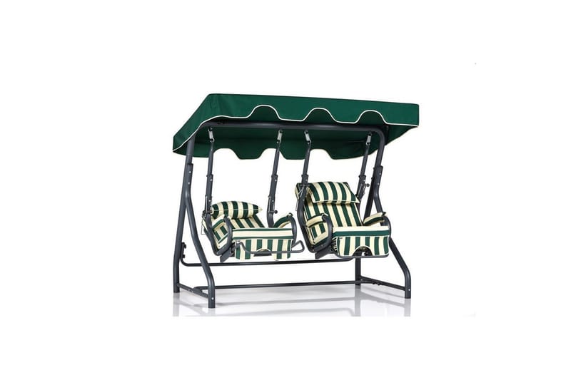 Have dobbelt gyngebord Bhika Hvid / Grøn / Sort - Hvid / Grøn / Sort - Havemøbler - Havesofaer & bænke - Gyngesofa