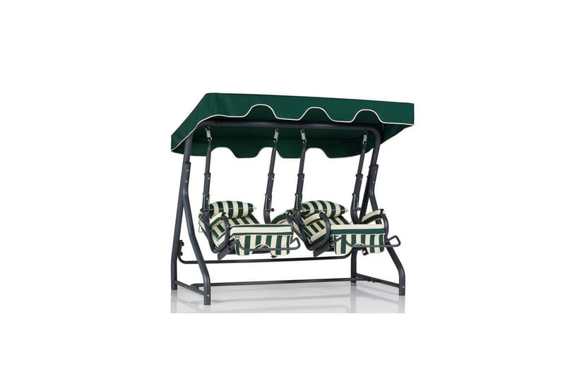 Have dobbelt gyngebord Bhika Hvid / Grøn / Sort - Hvid / Grøn / Sort - Havemøbler - Havesofaer & bænke - Gyngesofa