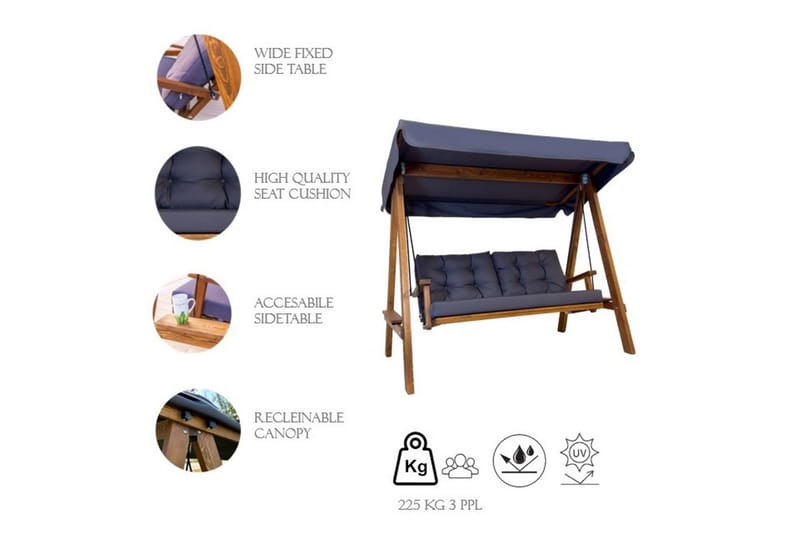 Have dobbelt gyngebord Taharoa Antracit - Antracit - Havemøbler - Havesofaer & bænke - Gyngesofa