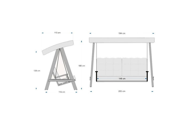 Have dobbelt gyngebord Taharoa Antracit - Antracit - Havemøbler - Havesofaer & bænke - Gyngesofa
