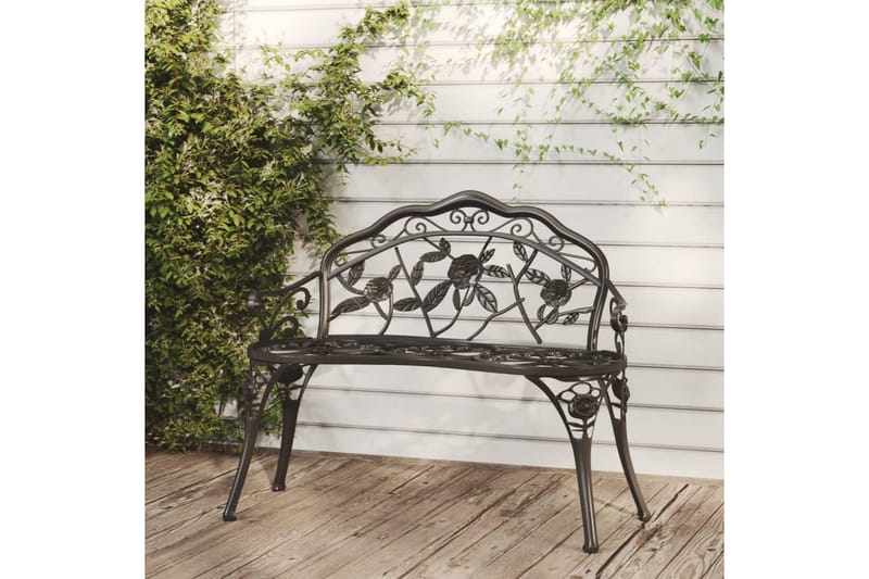 havebænk 100 cm støbt aluminium sort - Sort - Havemøbler - Havesofaer & bænke - Udendørs bænk & havebænk