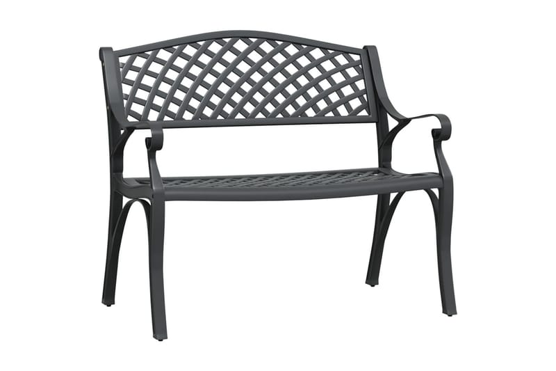 havebænk 102 cm støbt aluminium sort - Sort - Havemøbler - Havesofaer & bænke - Udendørs bænk & havebænk