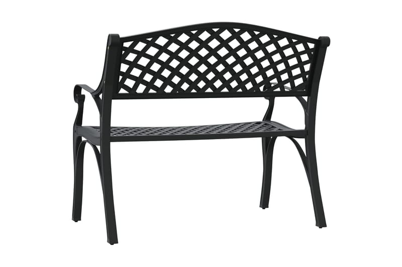 havebænk 102 cm støbt aluminium sort - Sort - Havemøbler - Havesofaer & bænke - Udendørs bænk & havebænk