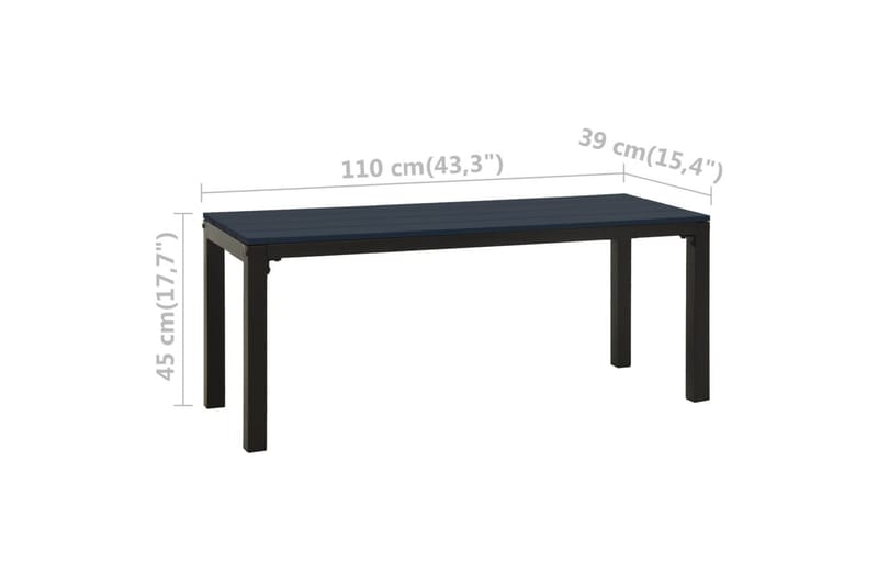 havebænk 110 cm stål og WPC sort - Sort - Havemøbler - Havesofaer & bænke - Udendørs bænk & havebænk