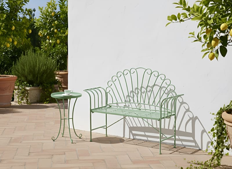 Havebænk Cavinia 125 cm Jern - Grøn - Havemøbler - Havesofaer & bænke - Udendørs bænk & havebænk