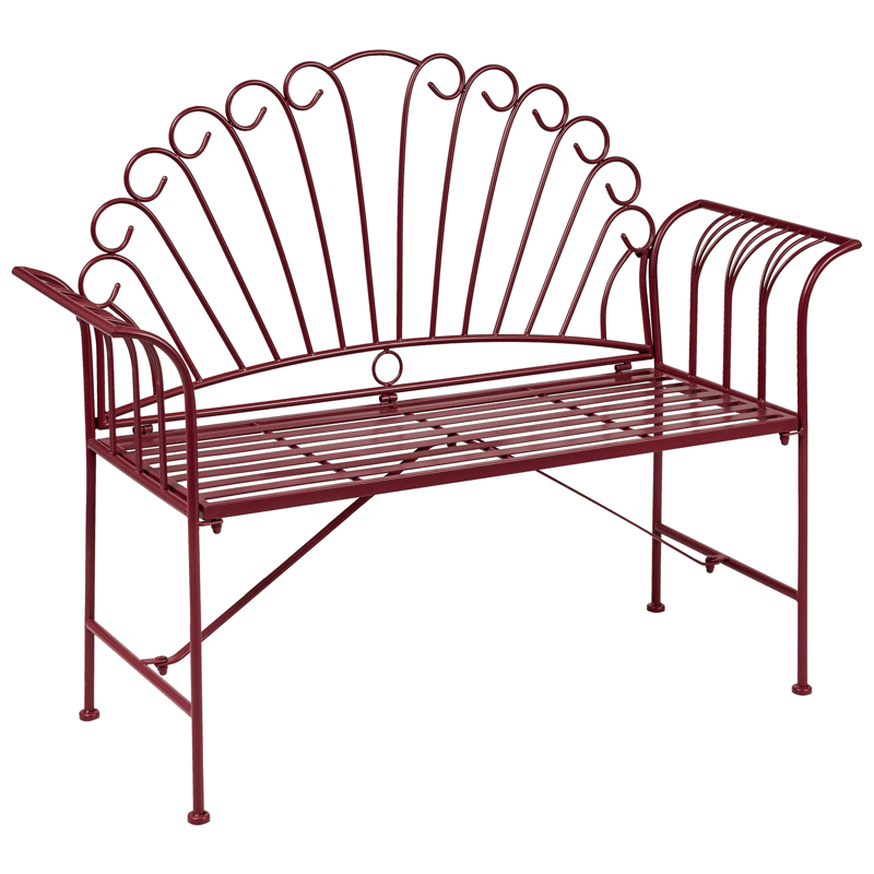 Havebænk Cavinia 125 cm Jern - Rød - Havemøbler - Havesofaer & bænke - Udendørs bænk & havebænk