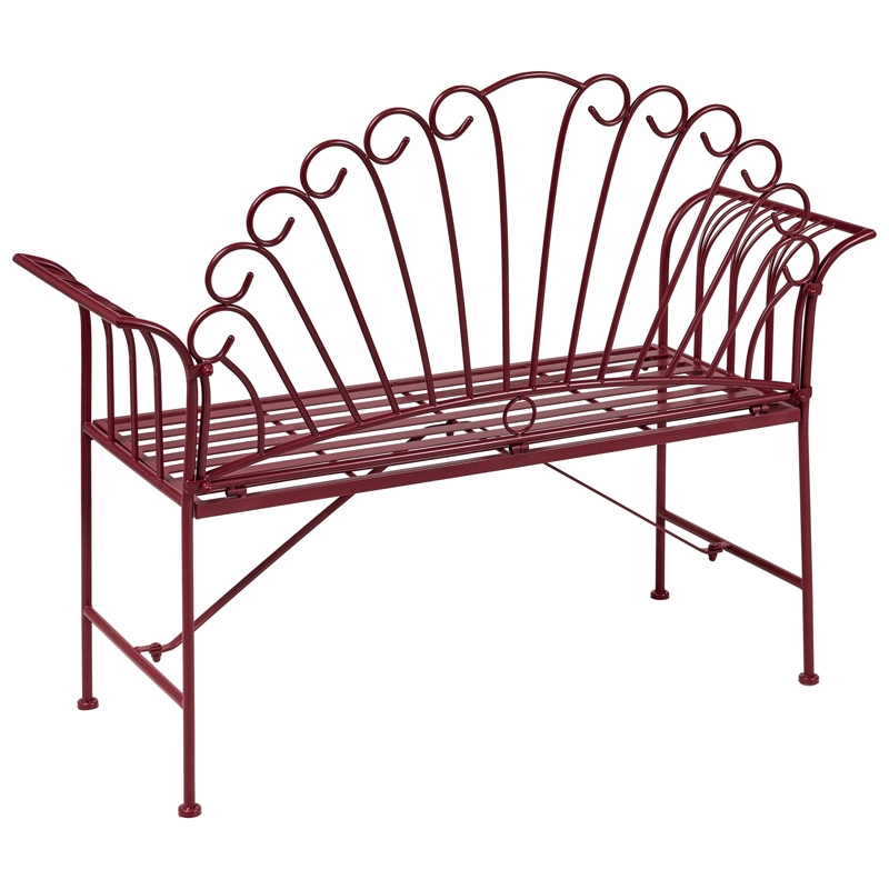 Havebænk Cavinia 125 cm Jern - Rød - Havemøbler - Havesofaer & bænke - Udendørs bænk & havebænk