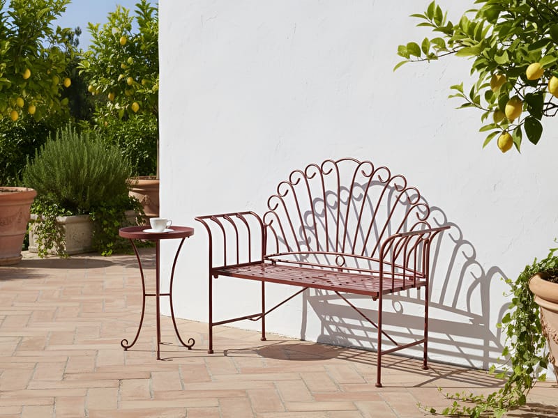 Havebænk Cavinia 125 cm Jern - Rød - Havemøbler - Havesofaer & bænke - Udendørs bænk & havebænk