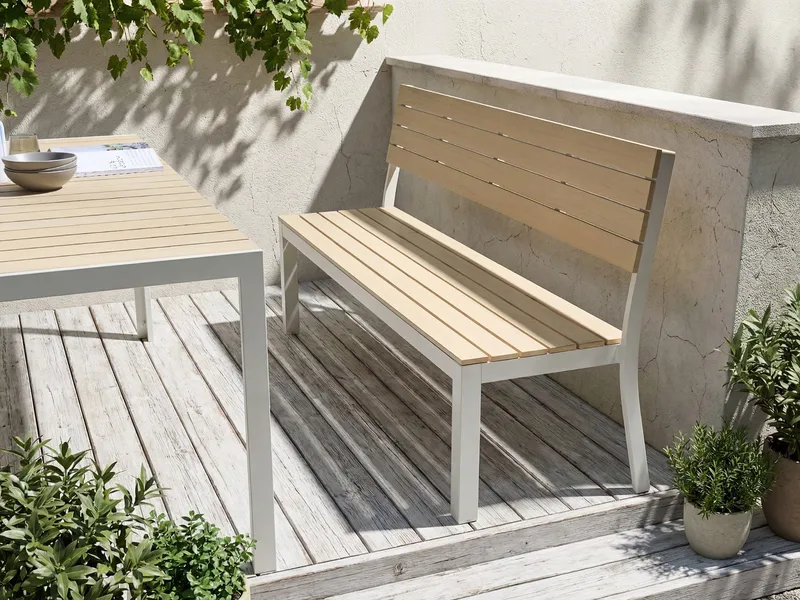 Havebænk Como 174 cm - Beige/Hvid - Havemøbler - Havesofaer & bænke - Udendørs bænk & havebænk