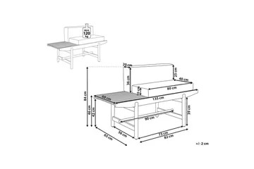 Havebænk Giaveno - 135x65x84 cm - Havemøbler - Havesofaer & bænke - Udendørs bænk & havebænk