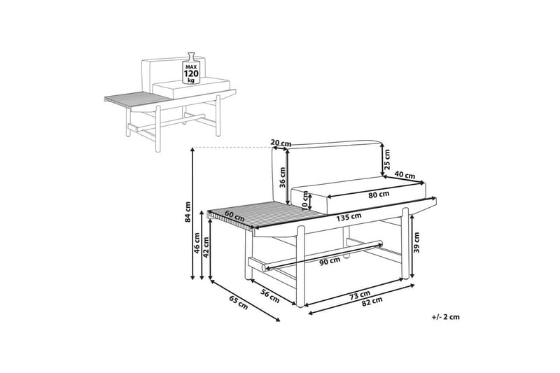 Havebænk Giaveno - 135x65x84 cm - Havemøbler - Havesofaer & bænke - Udendørs bænk & havebænk
