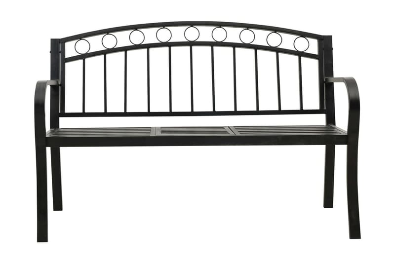 Havebænk med bord 125 cm stål sort - Sort - Udendørs bænk & havebænk