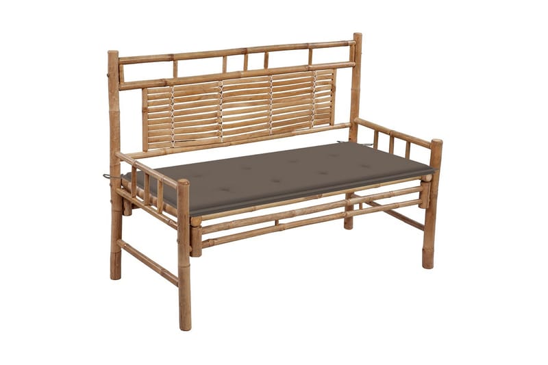 havebænk med hynde 120 cm bambus - Brun - Havemøbler - Havesofaer & bænke - Udendørs bænk & havebænk