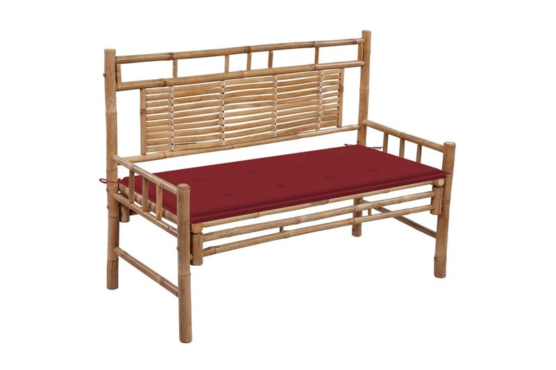 havebænk med hynde 120 cm bambus - Brun - Havemøbler - Havesofaer & bænke - Udendørs bænk & havebænk