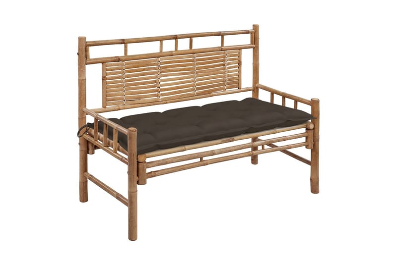havebænk med hynde 120 cm bambus - Brun - Havemøbler - Havesofaer & bænke - Udendørs bænk & havebænk