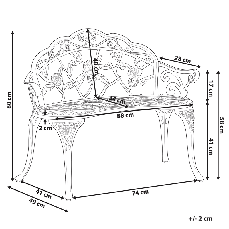 Havebænk Piura 88 cm Aluminium - Brun - Havemøbler - Havesofaer & bænke - Udendørs bænk & havebænk