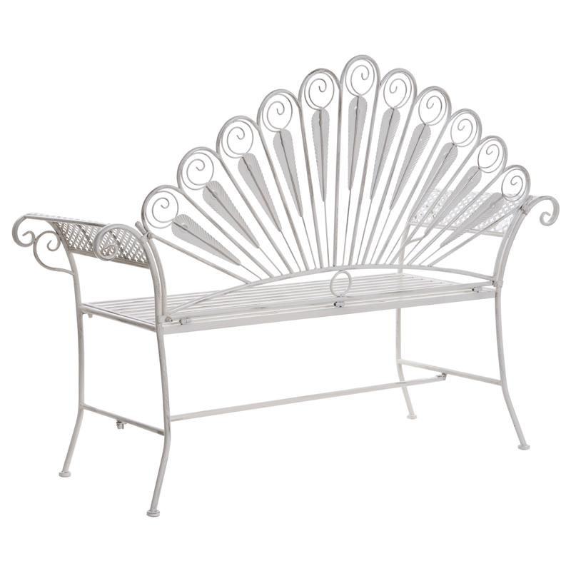 Havebænk Pavia 146 cm Jern - Hvid - Havemøbler - Havesofaer & bænke - Udendørs bænk & havebænk