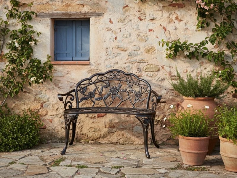 Havebænk Piura 88 cm Aluminium - Brun - Havemøbler - Havesofaer & bænke - Udendørs bænk & havebænk