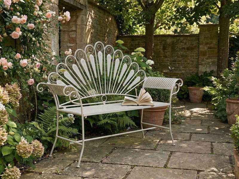 Havebænk Pavia 146 cm Jern - Hvid - Havemøbler - Havesofaer & bænke - Udendørs bænk & havebænk