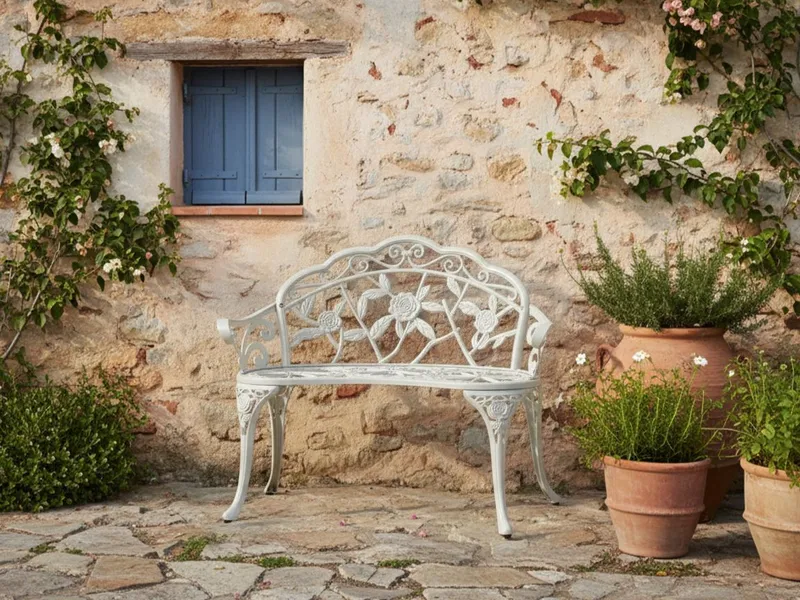 Havebænk Piura 88 cm Aluminium - Hvid - Havemøbler - Havesofaer & bænke - Udendørs bænk & havebænk