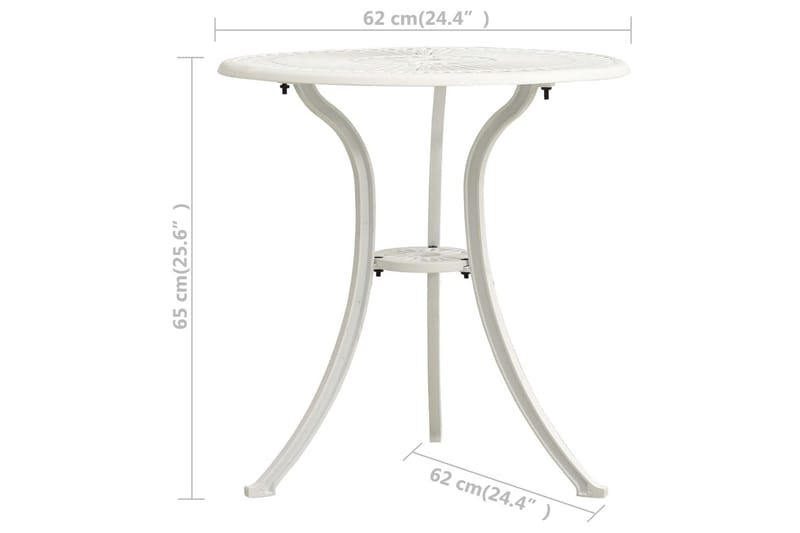 Havebord 62x62x65 cm Støbt Aluminium Hvid - Hvid - Havemøbler - Havesofaer & bænke - Udendørs bænk & havebænk