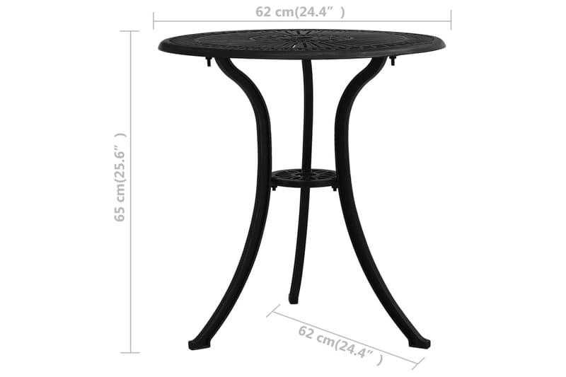 Havebord 62x62x65 cm Støbt Aluminium Sort - Sort - Havemøbler - Havesofaer & bænke - Udendørs bænk & havebænk