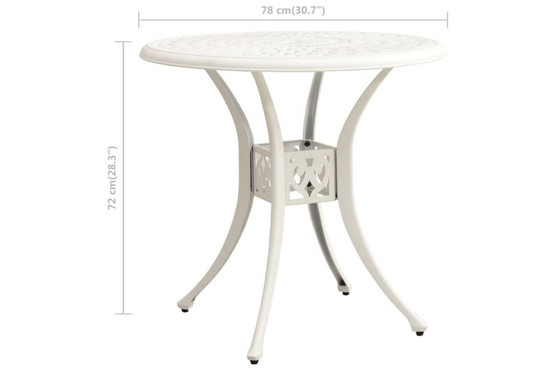 Havebord 78x78x72 cm Støbt Aluminium Hvid - Hvid - Havemøbler - Havesofaer & bænke - Udendørs bænk & havebænk