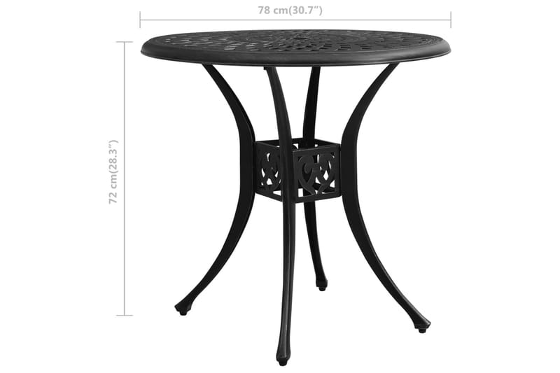 Havebord 78x78x72 cm Støbt Aluminium Sort - Sort - Havemøbler - Havesofaer & bænke - Udendørs bænk & havebænk