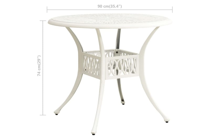 Havebord 90x90x74 cm Støbt Aluminium Hvid - Hvid - Havemøbler - Havesofaer & bænke - Udendørs bænk & havebænk